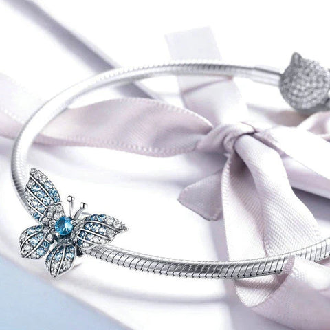 Crystal Blue Butterfly Charm - Crystal Blue Butterfly Charm