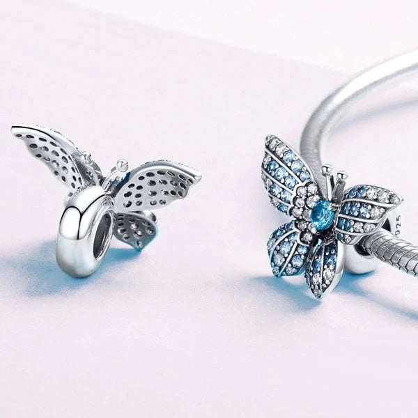 Crystal Blue Butterfly pandora Charm bracelet