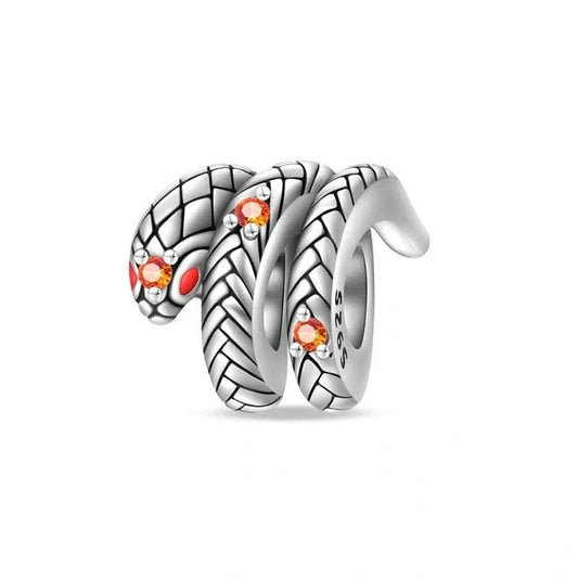 Curled Silver Snake Charm