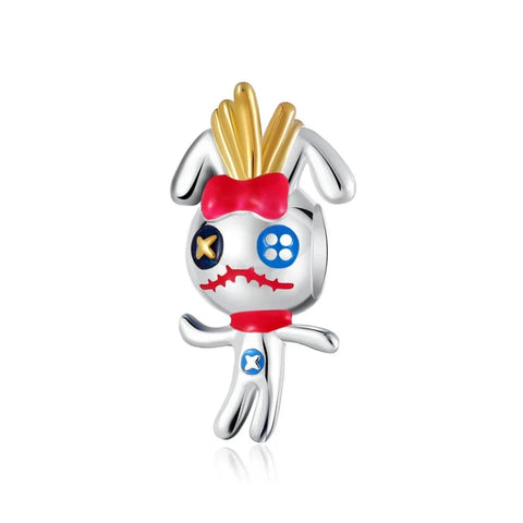 Cute Little Bunny Wearing Red Bow Charm Accent Charm - Compatible with Pandora Bracelets