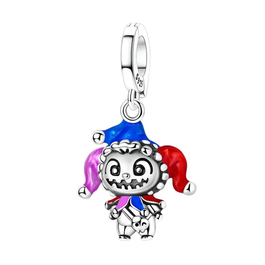 Cute Little Clown Red Hat Blue Scarf Charm Accent Charm - Compatible with Pandora Bracelets