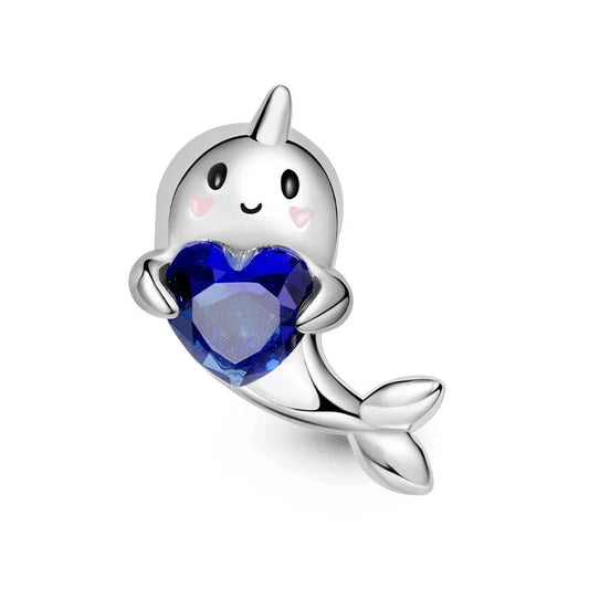 Cute Little Narwhal With Heart Charm