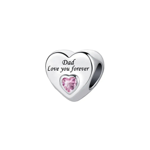 Dad Love You Forever Heart Charm - Dad Love You Forever Heart Charm