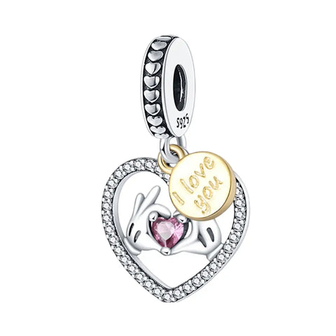 Disney- Mickey Mouse I Love You Heart Dangle Charm - Disney- Mickey Mouse I Love You Heart Dangle Charm