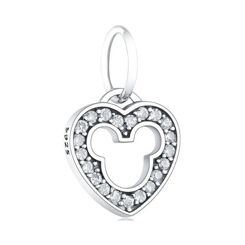 Disney- Mickey Mouse Outline Heart Dangle Charm - Disney- Mickey Mouse Outline Heart Dangle Charm