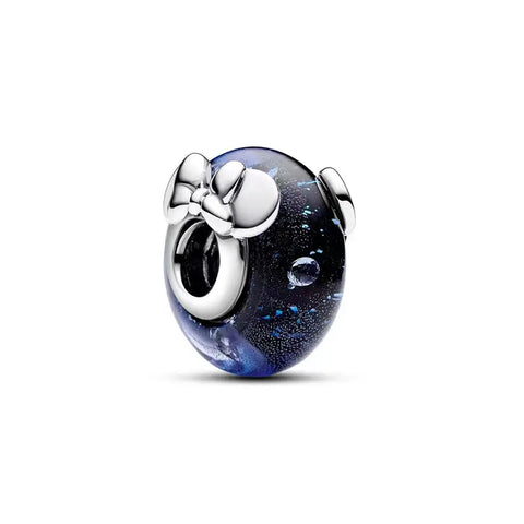 Disney- Mickey and Minnie Blue Murano Glass Charm - Disney- Mickey and Minnie Blue Murano Glass Charm
