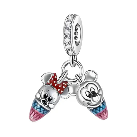 Disney- Mickey and Minnie Mouse Ice-cream Dangle Charm