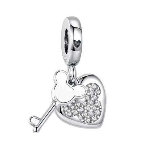 Disney- Mickey mouse Heart and Key Dangle Charm