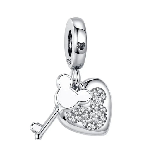 Disney- Mickey mouse Heart and Key Dangle Charm