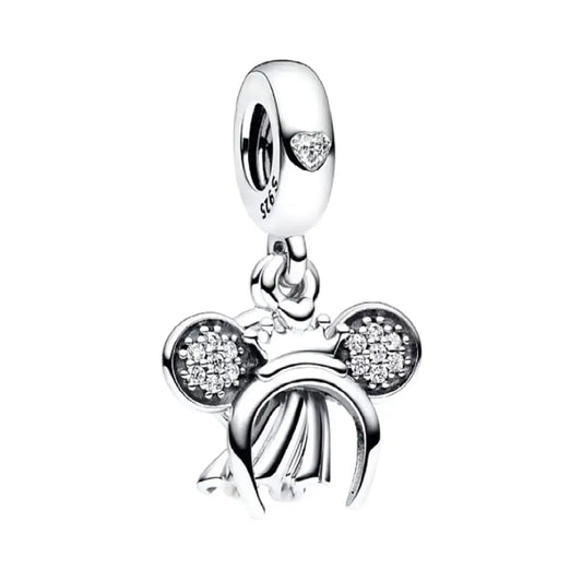Disney- Minnie Mouse Bridal Headband and Ring Double Dangle Charm