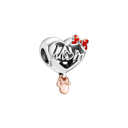 Minnie Mouse Mom Heart Charm for Pandora Bracelets