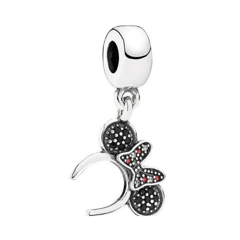 Disney- Minnie headband silver and Black dangle Charm - Disney- Minnie headband silver and Black dangle Charm
