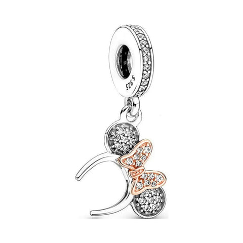 Disney- Minnie headband silver and Gold dangle Charm - Disney- Minnie headband silver and Gold dangle Charm