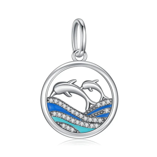 Dolphin And Wave Pendant In Sterling Silver Pandora Charm