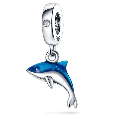 Dolphin With Blue Background Charm - Dolphin With Blue Background Pandora Charm
