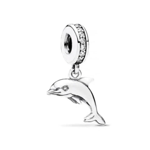 Dolphin With Clear Crystals Charm - Dolphin With Clear Crystals Charm