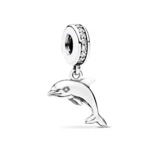 Dolphin With Clear Crystals Charm