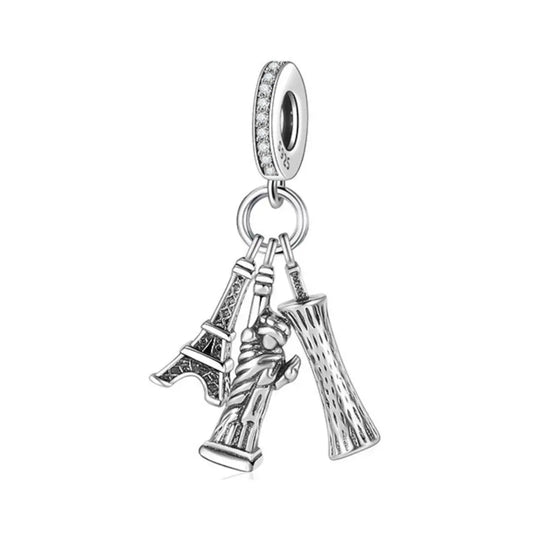 Eiffel Tower, Statue of liberty and Leaning tower of Pisa Dangle Charm