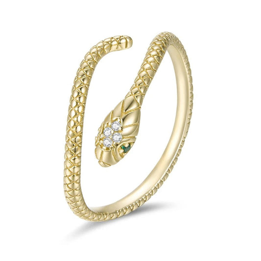 Gold Serpent Ring Crystal - Snake Open Ring