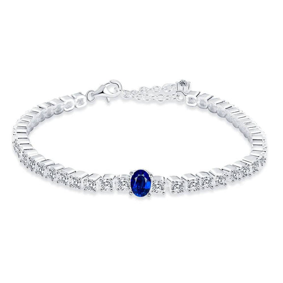 Elegant Tennis Bracelet with Sapphire Accent and Adjustable Chain - Elegant tennis bracelet with sapphire accent and flexible chain, perfect for luxurious.