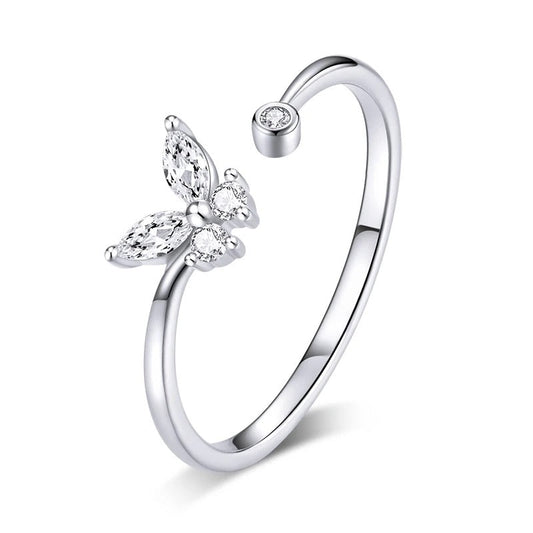 Crystal Butterfly Open Ring