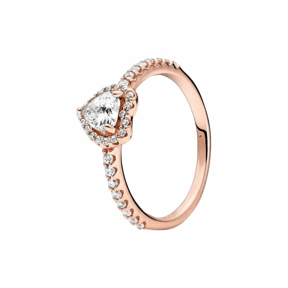 Rose Gold Sparkling Elevated Heart Ring