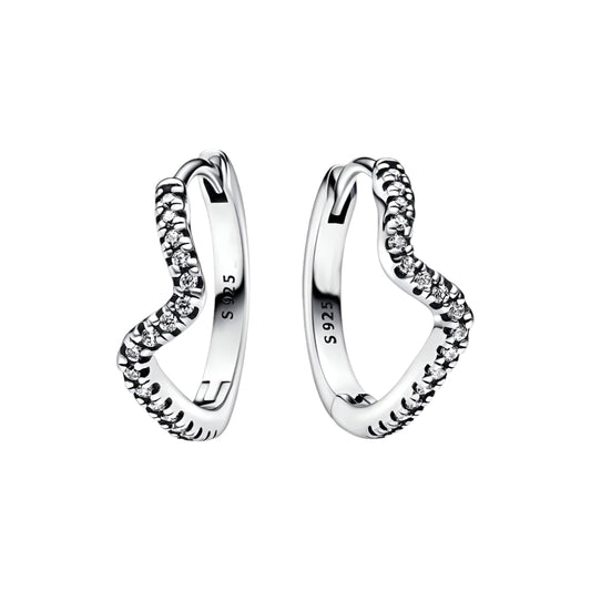 Sterling silver heart-shaped hoop earbands with pave crystals, featuband a delicate.