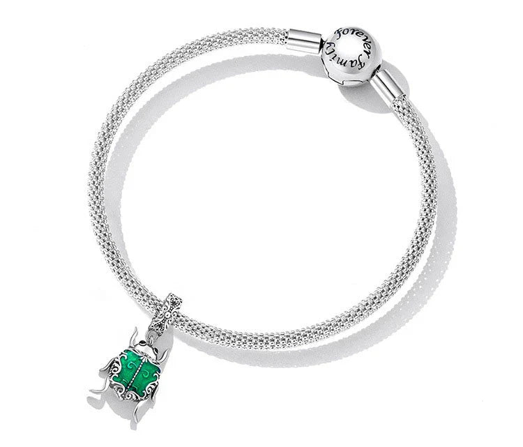 Emerald Glow Scarab Charm fit pandora bracelet