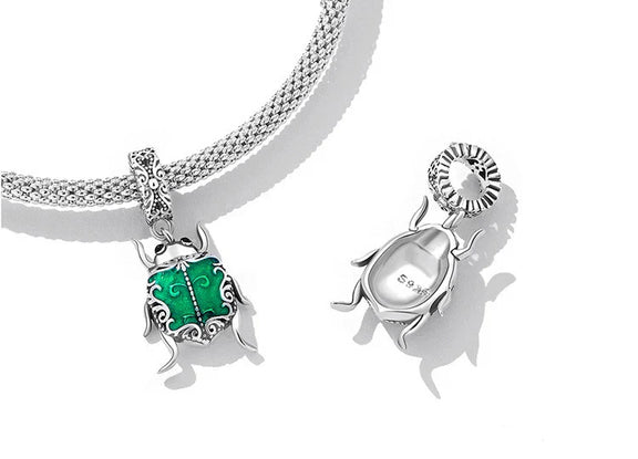 Emerald Glow Scarab Charm - Emerald Glow Scarab pandora Charm