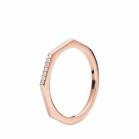 Rose Gold Multifaceted Cubic Zirconia Ring - Rose Gold Multifaceted Cubic Zirconia Ring