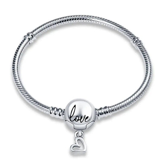 Sterling Silver Love Bracelet with Heart Charm