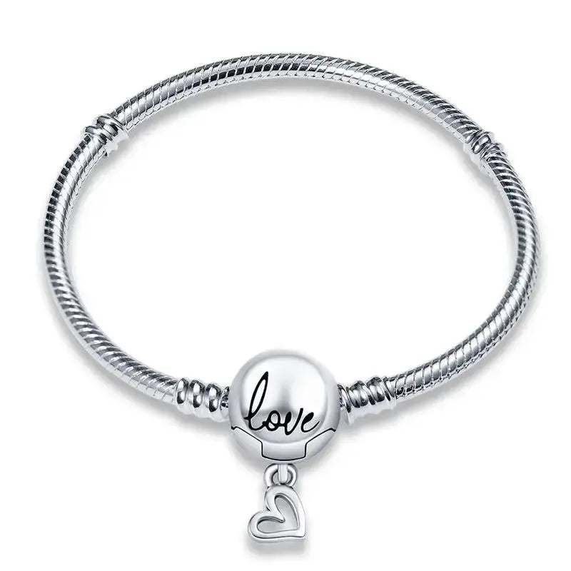 Love Charm Ball Clasp Sterling Silver Bracelet