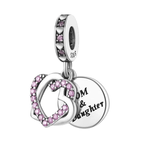 Entwined Heart Mum and Daughter Double Dangle Charm - Entwined Heart Mum and Daughter Double Dangle Charm