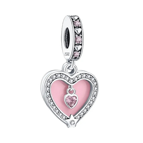 Eternal Love Heart Double Dangle Charm - Eternal Love Heart Double Dangle Charm