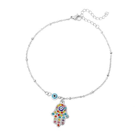 Colorful Hamsa Hand Ankle Bracelet