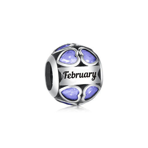 February Birthstone Heart Charm - February Birthstone Heart Charm