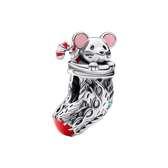 Festive Mouse & Stocking Charm - Festive Mouse & Stocking Charm