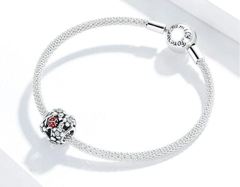 Floral Delight Ladybug Charm fit pandora bracelet