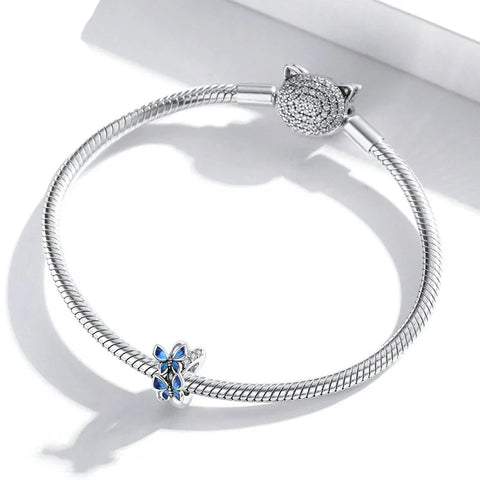 Fluttering Blue Butterfly Ring Charm
