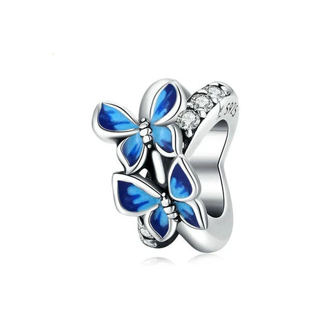 Fluttering Blue Butterfly Ring Charm - Fluttering Blue Butterfly Ring Charm