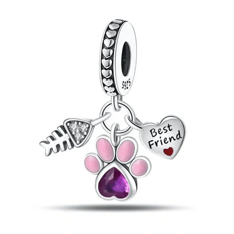jewlouli Friendship Triple Dangle Charm fits pandora bracelet