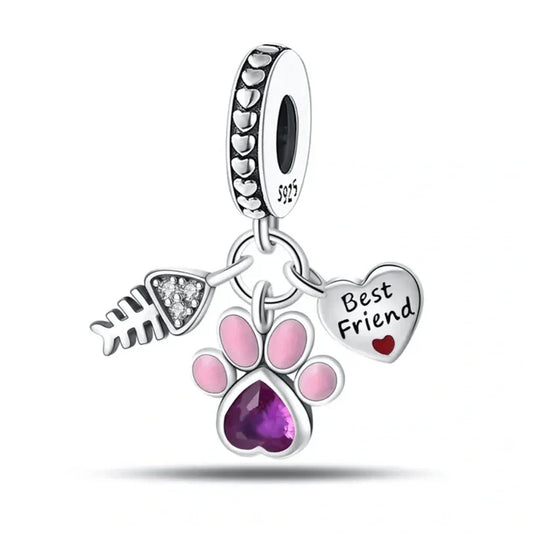 jewlouli Friendship Triple Dangle Charm fits pandora bracelet