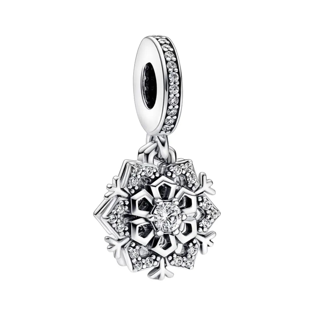 Frosted Snow Flake Double Dangle Charm