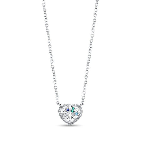 Sterling Silver Heart Pendant Necklace with Sparkling Crystals - Sterling silver necklace with a heart-shaped pendant encrusted with sparkling crystals.