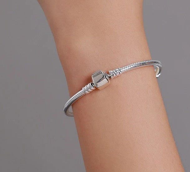 Geometric Hexagon Sterling Silver Charm Bracelet