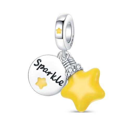 Glow In The Dark Sparkle Star Dangle Charm - Glow In The Dark Sparkle Star Dangle Charm