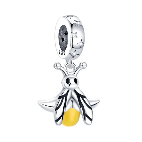 Glow In The Dark Yellow Firefly Dangle Charm - Glow In The Dark Yellow Firefly Dangle Charm