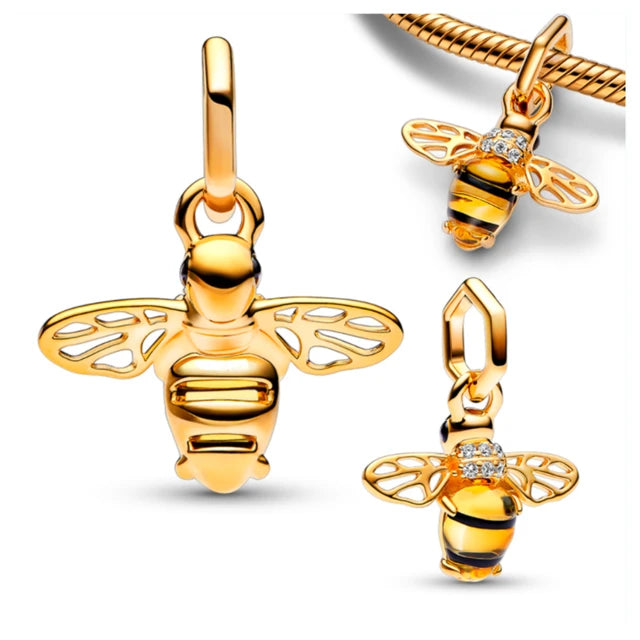 Gold Bee Charm with Crystal Accents