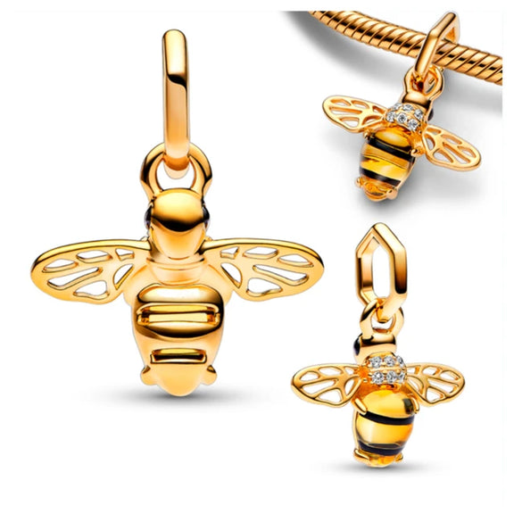 Gold Bee Charm with Crystal Accents - Gold Bee Charm with Crystal Accents