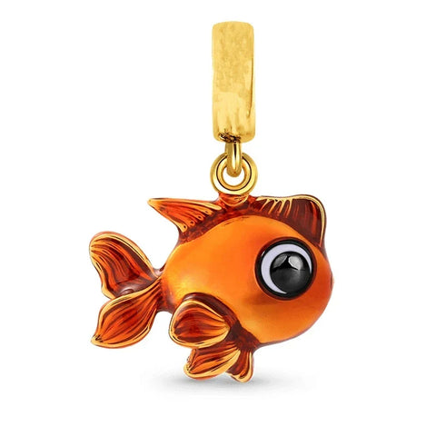 Gold Fish With An Orange Face Charm - Gold Fish With An Orange Face Pandora Charm